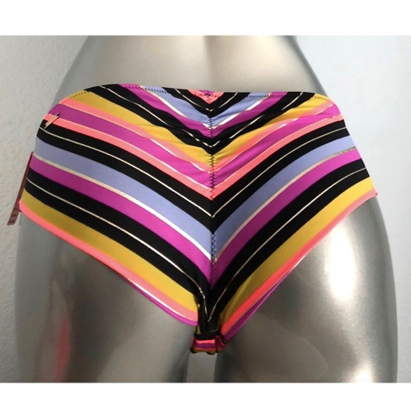 Victoria's Secret Nwt Foil Stripe The Cheeky Ruched Swim Bikini Bottom XS - Picture 1 of 2
